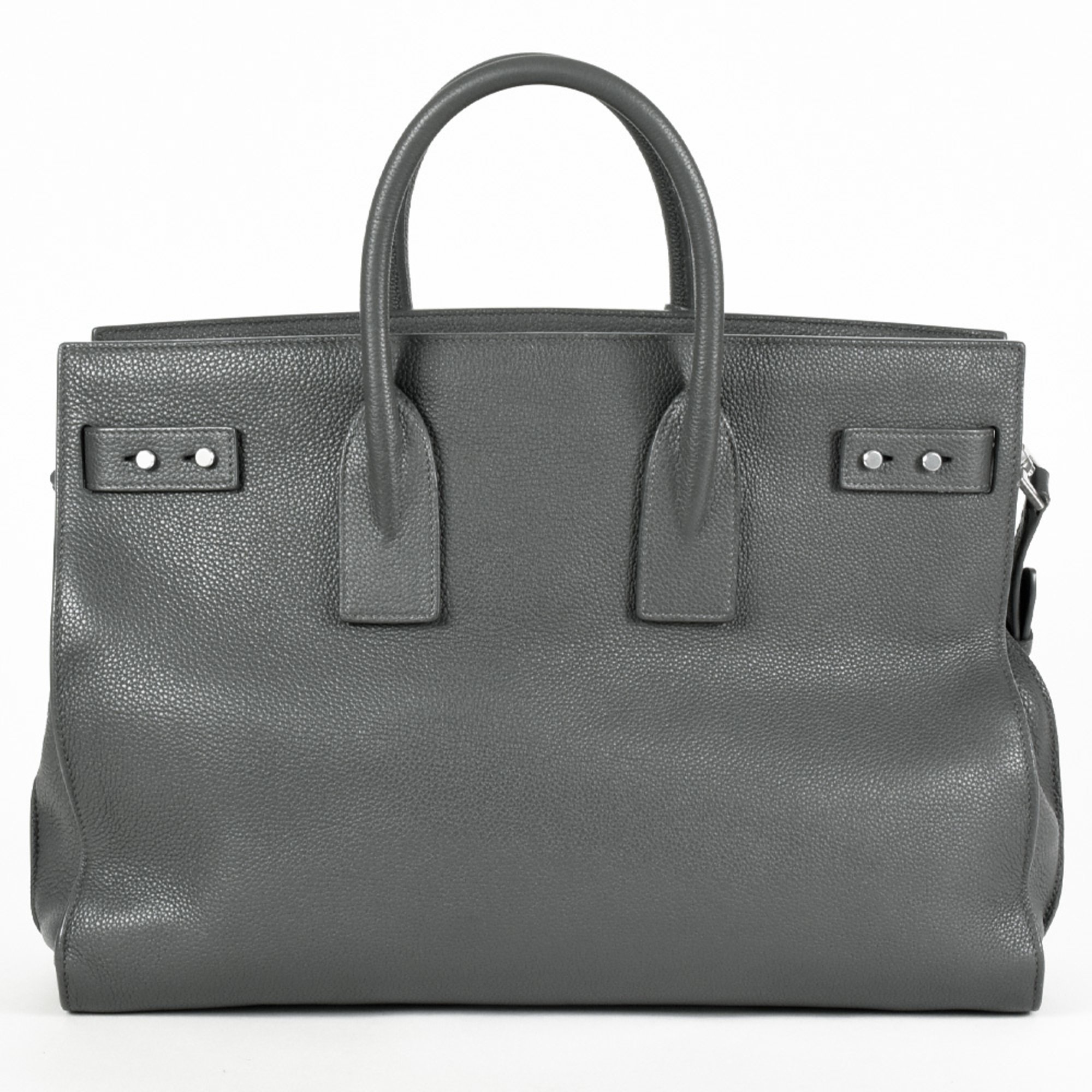 Saint Laurent Thin Large Sac de Jour Tote Bag in Grey Leather