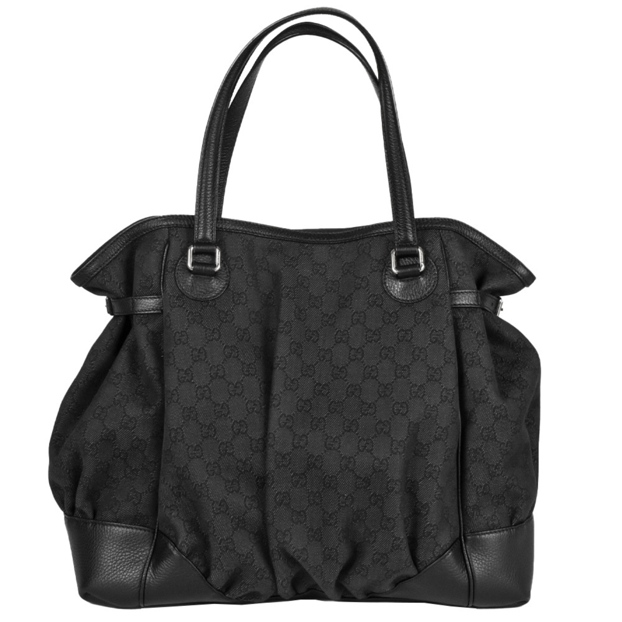 GUCCI GG Canvas Tote Bag Leather 257290 Black