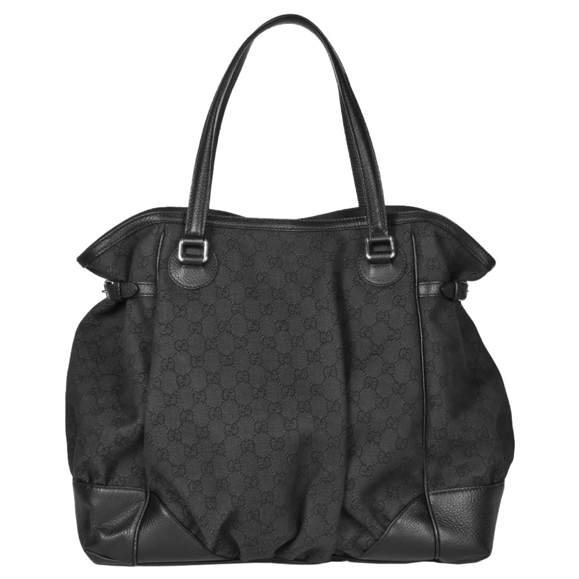 GUCCI GG Canvas Tote Bag Leather 257290 Black