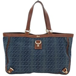 Gucci GUCCI Bag Women's Abby Tote Shoulder Denim Leather Blue 141472 GG Storage Available