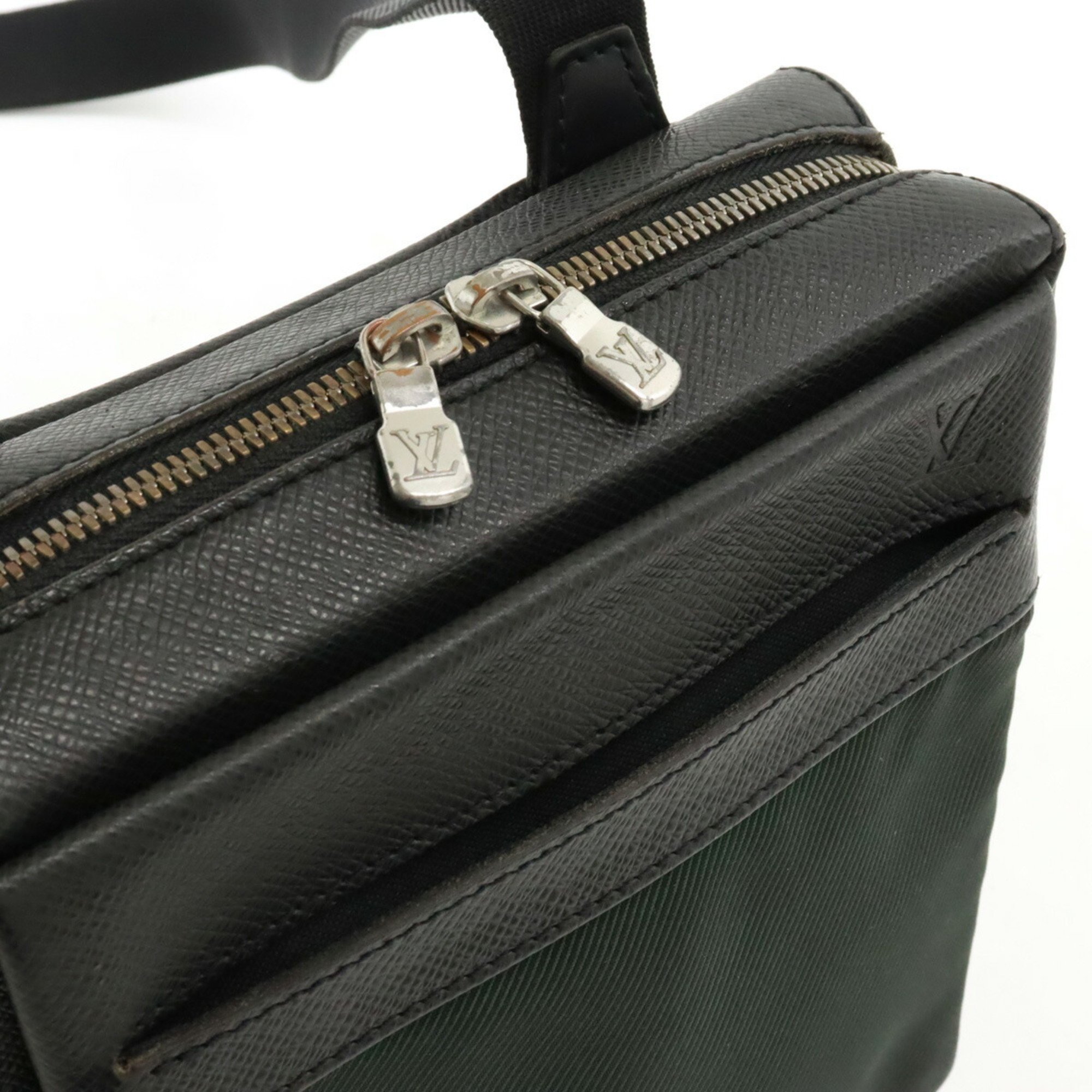 LOUIS VUITTON Louis Vuitton Taiga Sayan Shoulder Bag Canvas Calf Leather Ardoise Black M30902
