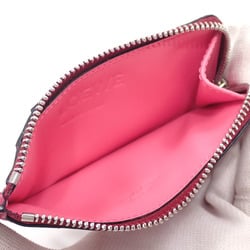 Loewe Coin Case Card Holder Repeat Anagram Women's Pink Embossed Silk Calf Purse Leather L Shape