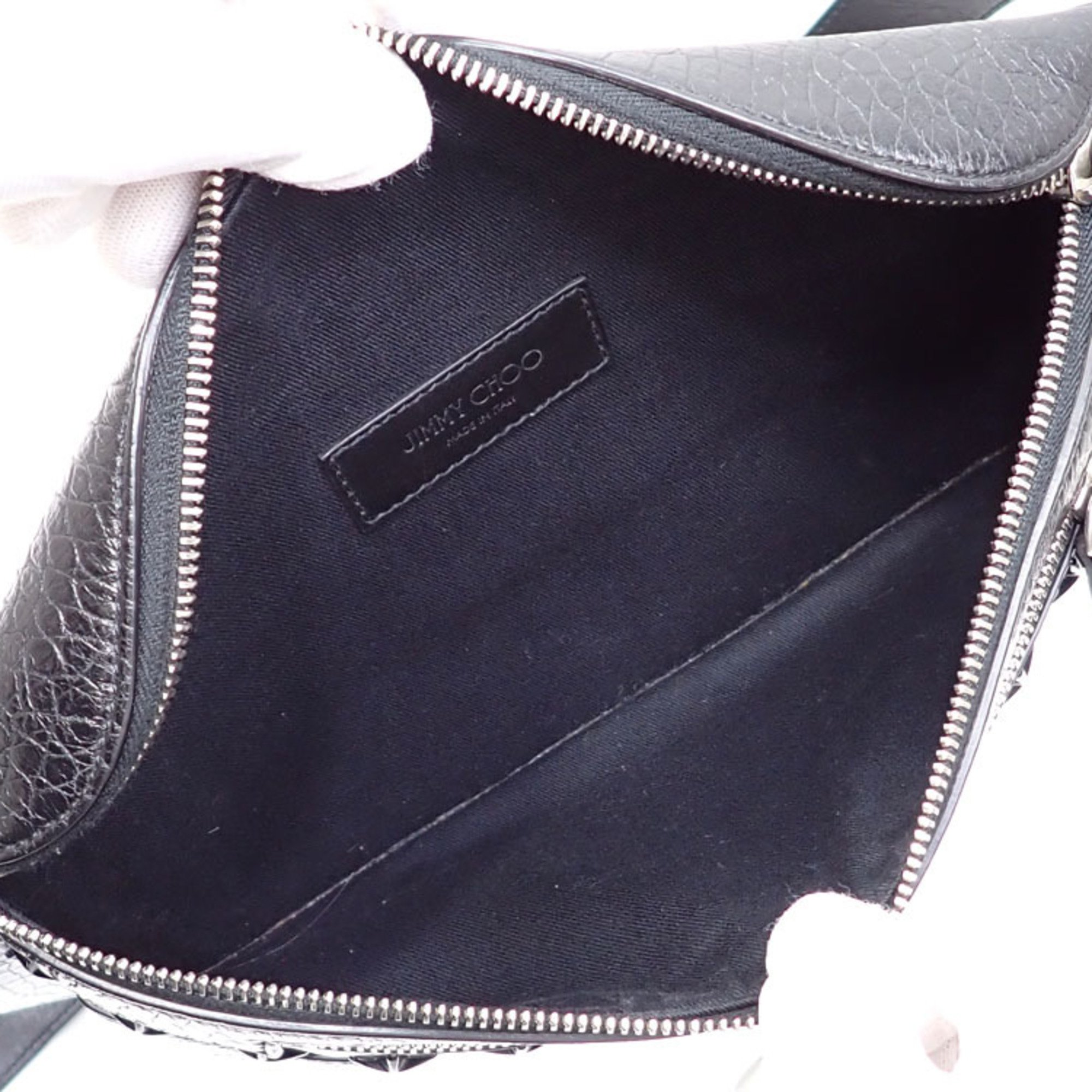 Jimmy Choo Waist Bag for Men, Black Leather Star Studs Body Pouch
