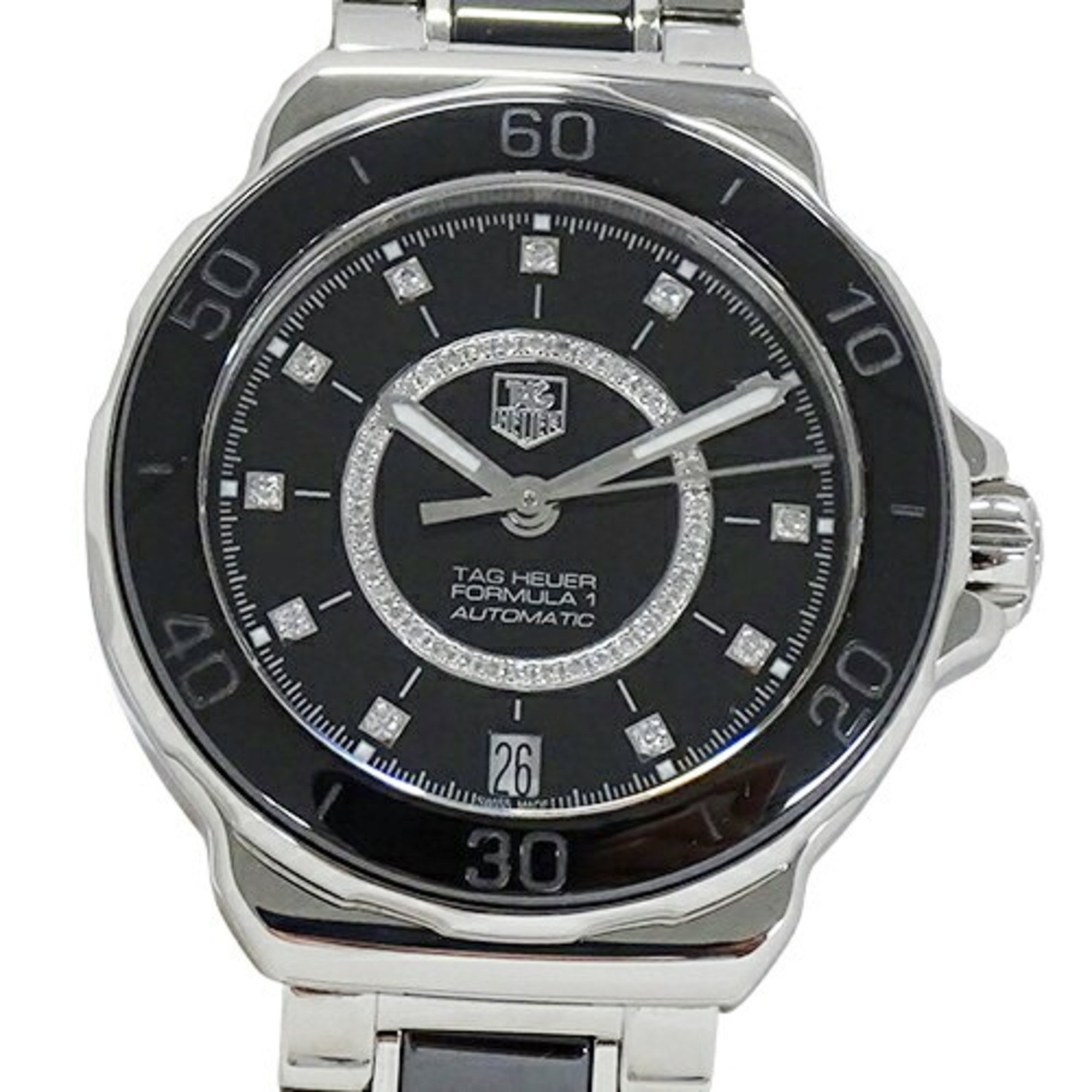 TAG Heuer Formula 1 WAU2210 BA0859 Ladies' Watch Diamond Date Automatic AT Stainless Steel SS Ceramic Polished