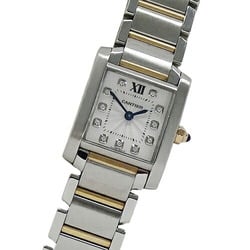Cartier Tank Francaise Watch for Women SM 11P Diamond Quartz Stainless Steel SS Pink Gold PG WE110004 Polished