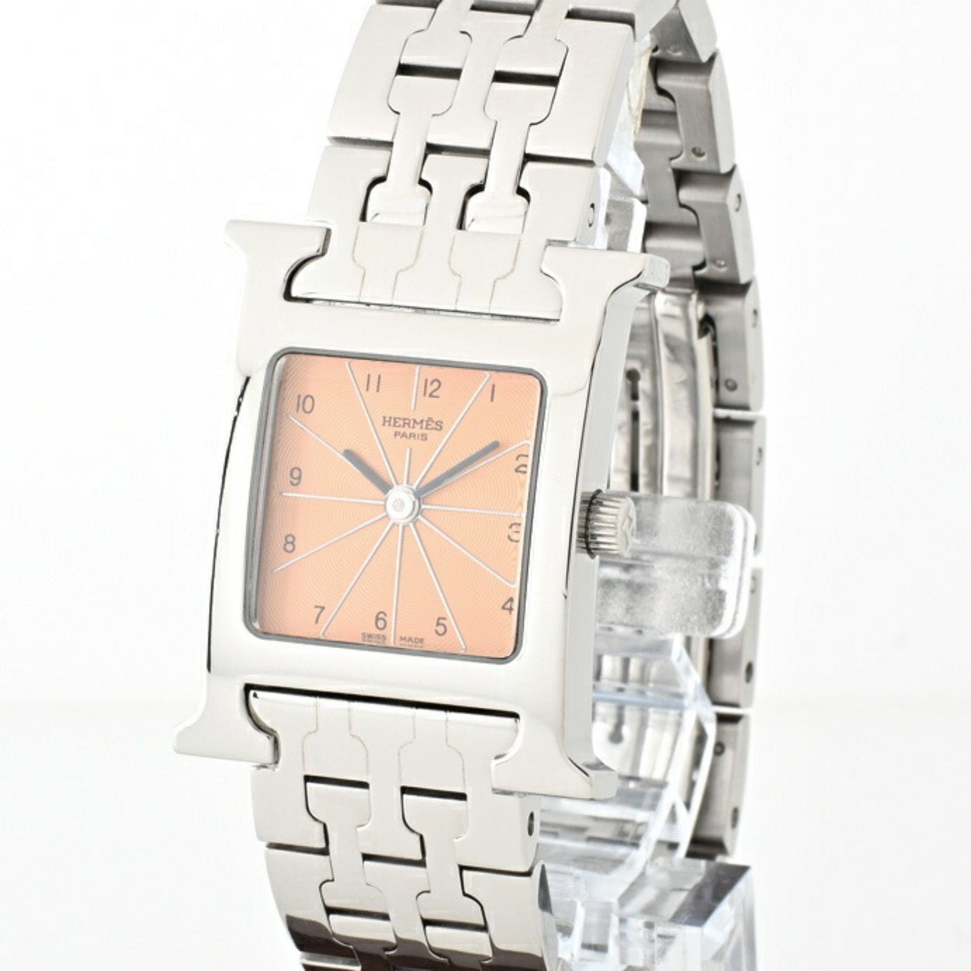Hermes HERMES H Watch HH1.210 Ladies Pink Quartz Wristwatch E-155844