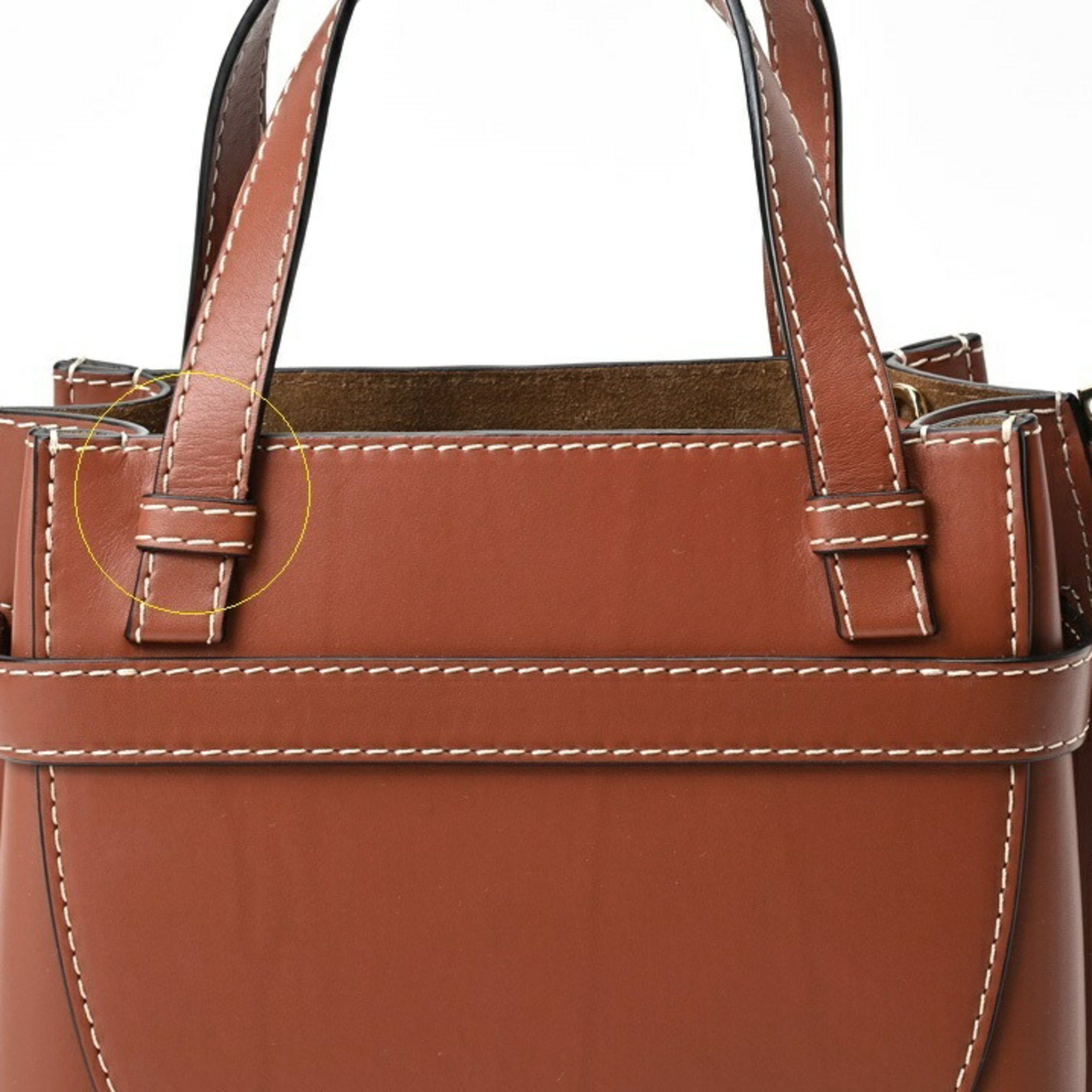 LOEWE Gate smooth leather brown handbag T-155816