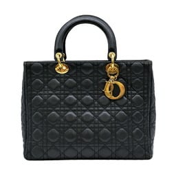 Christian Dior Lady Cannage Lambskin Medium Handbag Tote Black