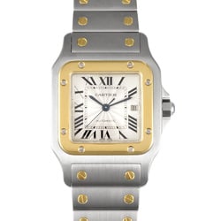 Cartier Santos Galbe LM Watch, Automatic, Silver Dial, SS x YG Guilloche, Men's