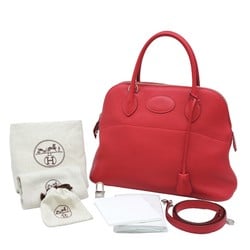 HERMES Bolide 31 Handbag Shoulder Bag Taurillon Clemence Leather Rouge Kazak Red