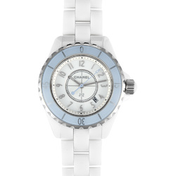 CHANEL H4340 J12 Soft Blue Watch Quartz White Dial 33mm Ceramic SS Ladies