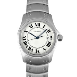 Cartier Santos Cougar MM Watch Quartz White Dial Stainless Steel Boys