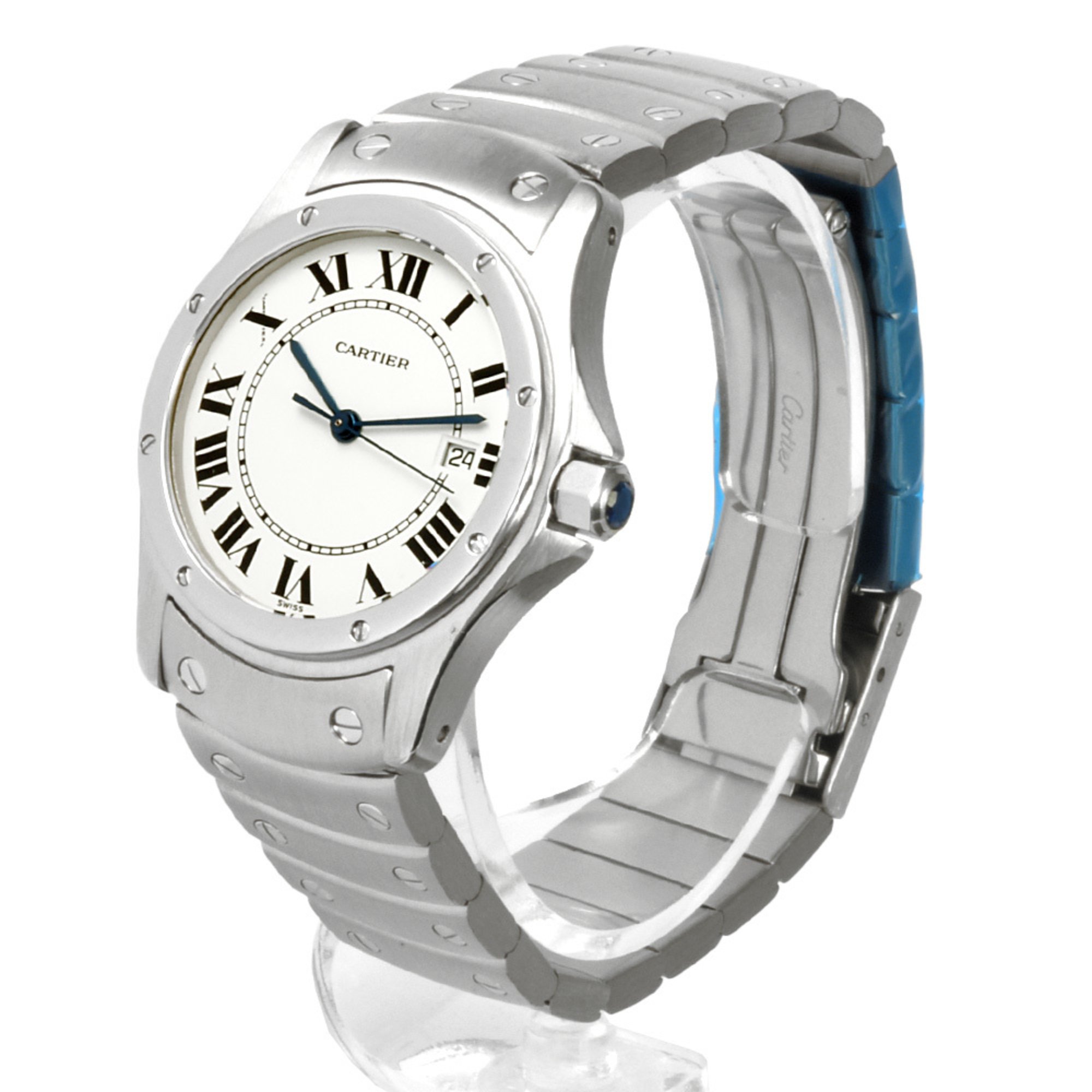 Cartier Santos Cougar MM Watch Quartz White Dial Stainless Steel Boys