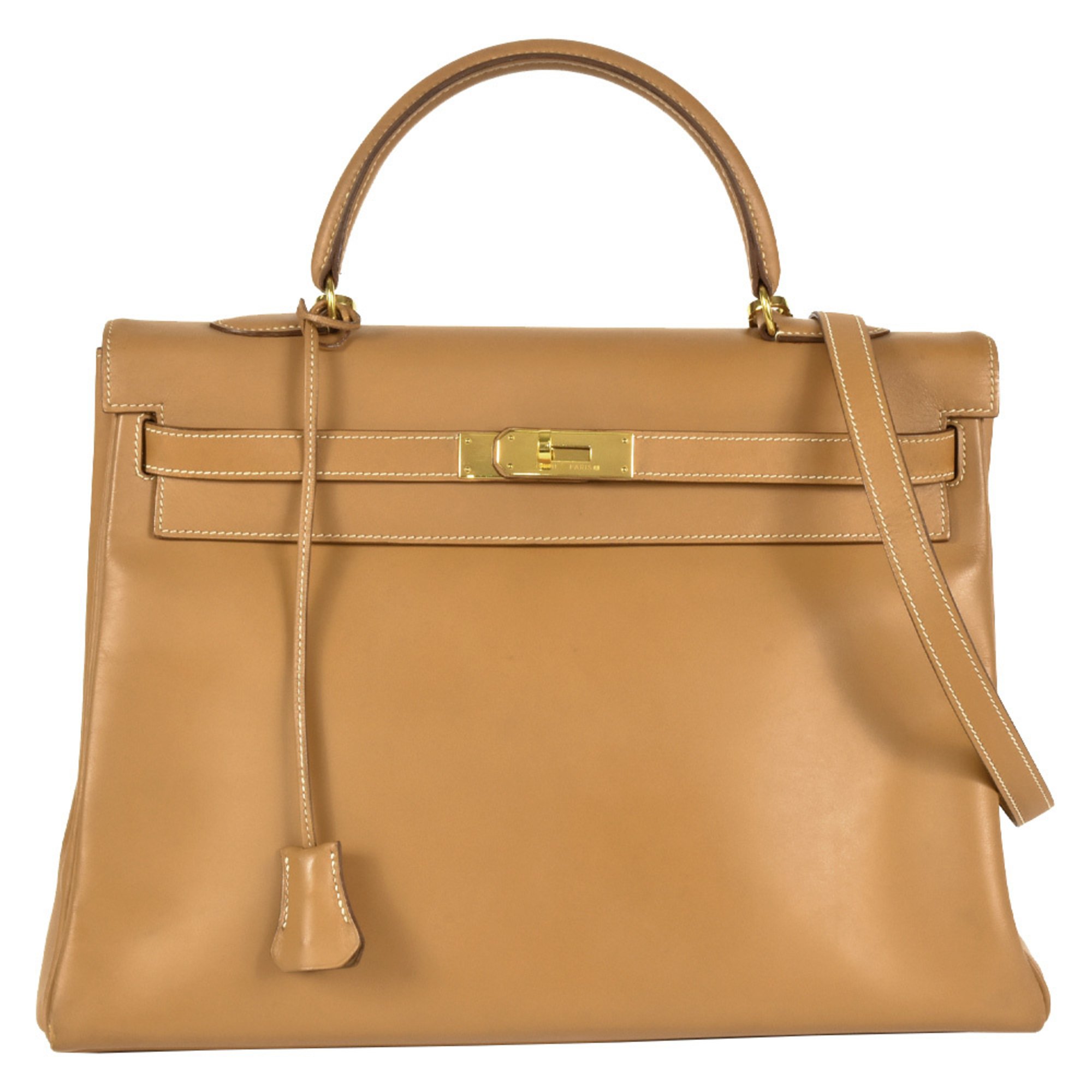 Hermes Kelly 35 Handbag Box Calf Natural V Stamp