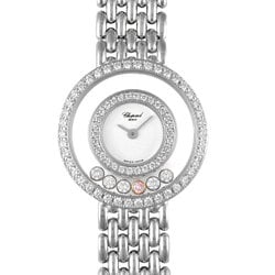 Chopard 205691-1001 Happy Diamond 6P Watch Quartz White Dial K18WG Solid Gold Bezel Ladies