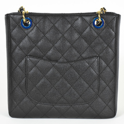 CHANEL Coco Mark Matelasse PST Chain Tote Bag Caviar Skin Black Women's