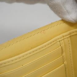 Christian Dior Wallet Caro Leather Yellow Women's