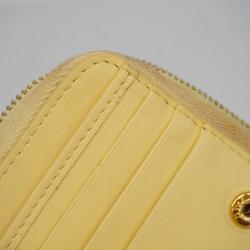 Christian Dior Wallet Caro Leather Yellow Women's