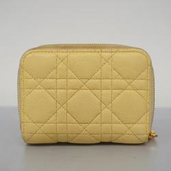 Christian Dior Wallet Caro Leather Yellow Women's