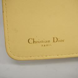 Christian Dior Wallet Caro Leather Yellow Women's