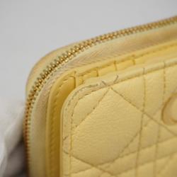 Christian Dior Wallet Caro Leather Yellow Women's