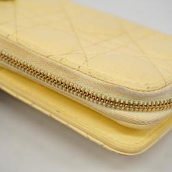 Christian Dior Wallet Caro Leather Yellow Women's