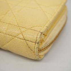 Christian Dior Wallet Caro Leather Yellow Women's