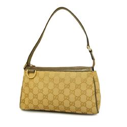 Gucci Pouch GG Canvas Abby 145750 Leather Gray Beige Champagne Women's