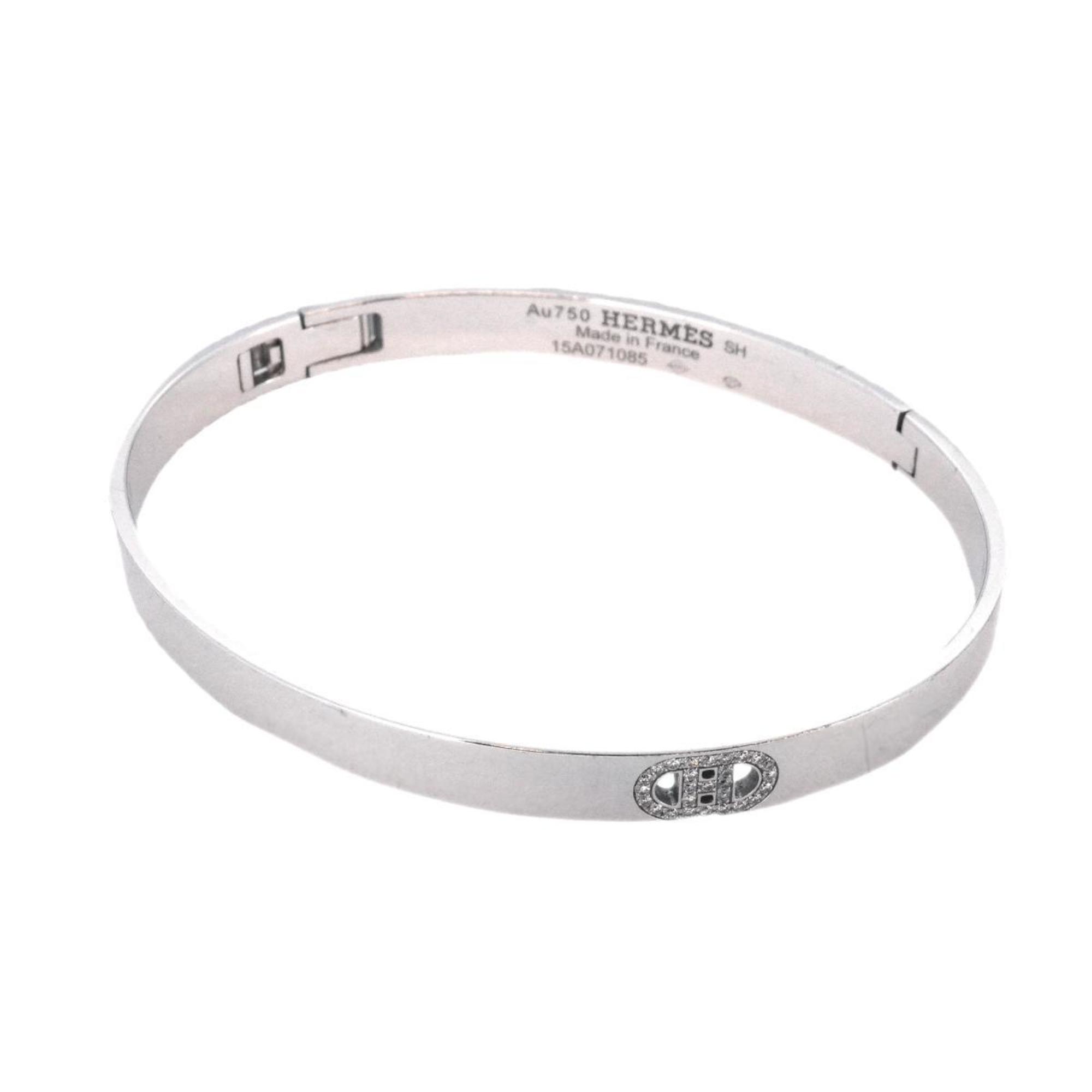 Hermes Bangle H d'Ancre Diamond K18WG White Gold Women's