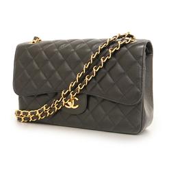 Chanel Shoulder Bag Deca Matelasse W Flap Chain Caviar Skin Black Women's