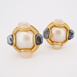 Chanel Earrings Circle Faux Pearl GP Plated Gold 95A Women's