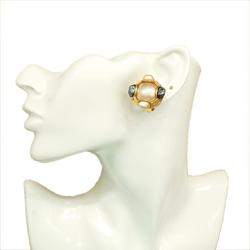 Chanel Earrings Circle Faux Pearl GP Plated Gold 95A Women's