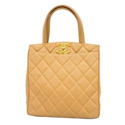 Chanel Tote Bag Matelasse Caviar Skin Camel Women's