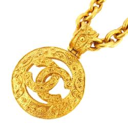 Chanel Necklace Coco Mark Circle GP Plated Gold 94A Women's