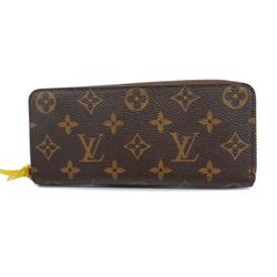 Louis Vuitton Long Wallet Monogram Portefeuille Clemence M61796 Acid Yellow Brown Ladies