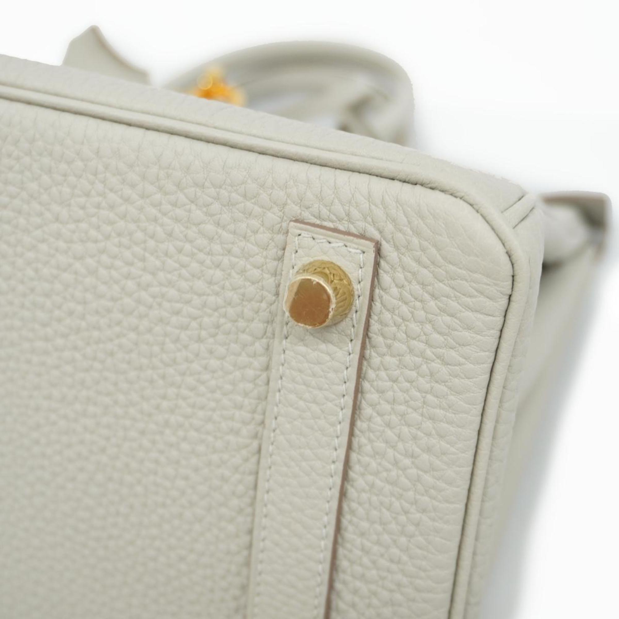 Hermes handbag Birkin 25 U stamp Taurillon Clemence pearl grey ladies