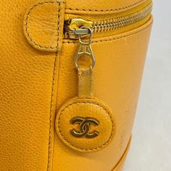 Chanel Vanity Bag Caviar Skin Orange Women's