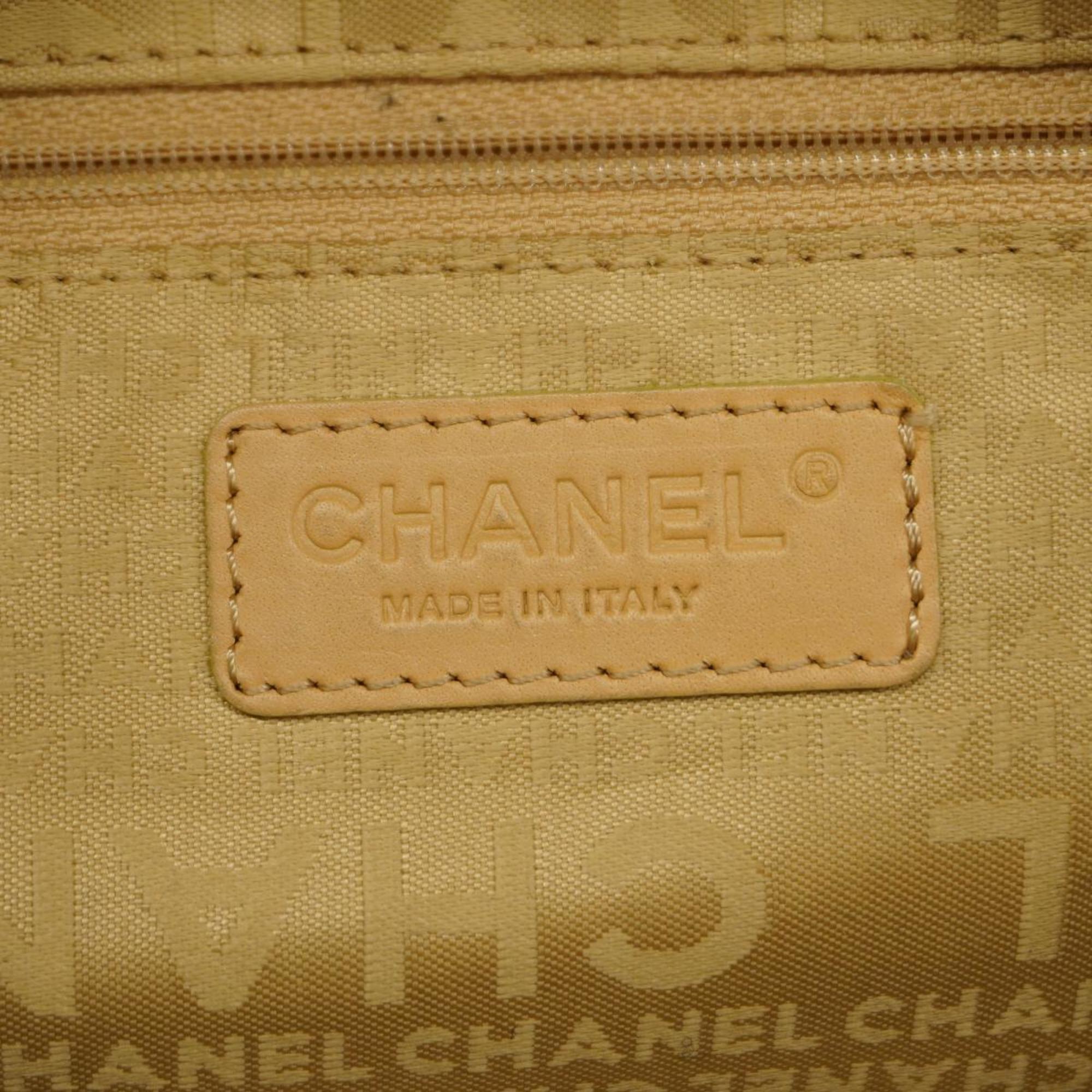 Chanel Shoulder Bag Chocolate Bar Caviar Skin Beige Women's