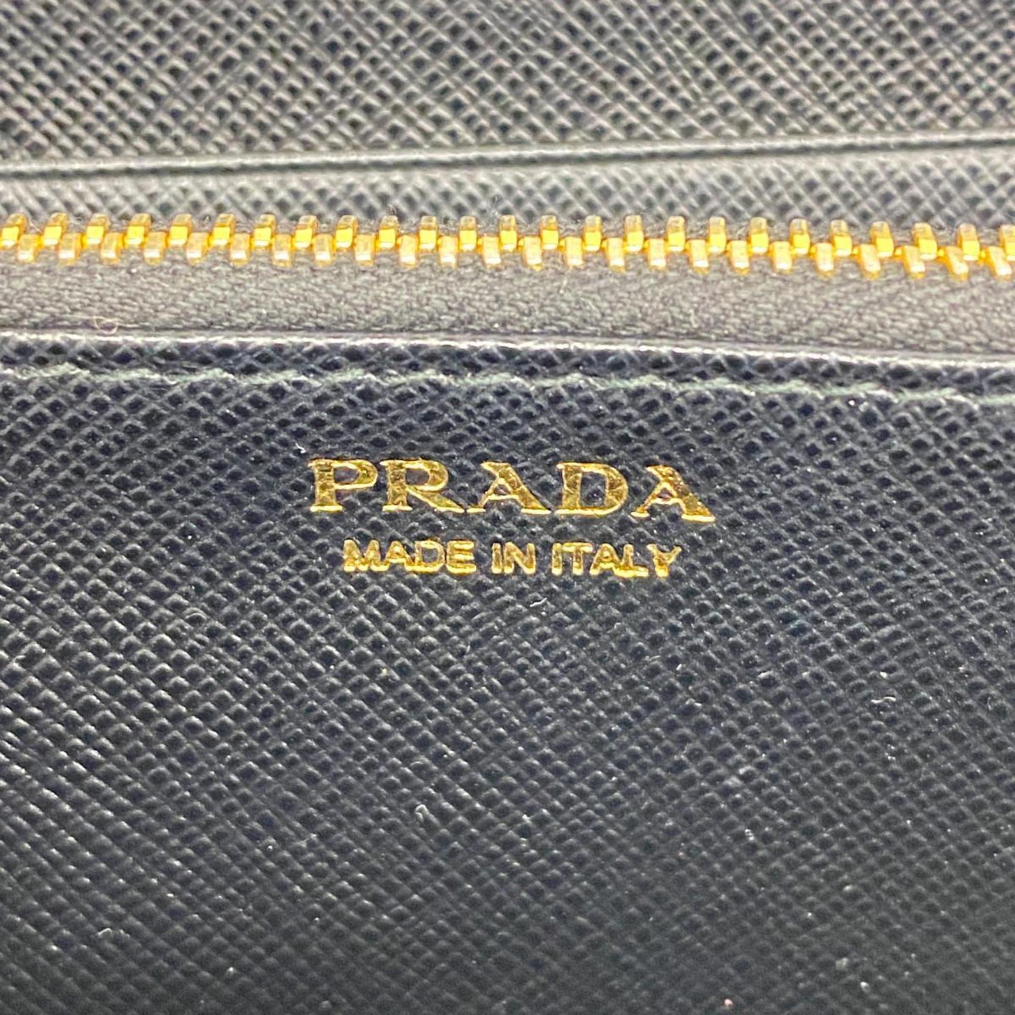 Prada Long Wallet Saffiano Leather Black Men's Women's