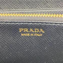 Prada Long Wallet Saffiano Leather Black Men's Women's