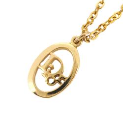 Christian Dior Necklace Oval GP Plated Gold Women's