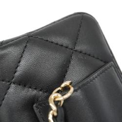 Chanel Waist Bag Matelasse Lambskin Black Champagne Women's
