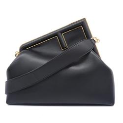 Fendi Shoulder Bag First Leather Black Women's