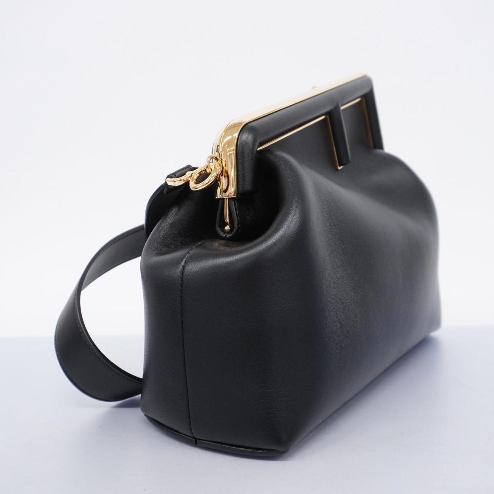 Fendi Shoulder Bag First Leather Black Women's