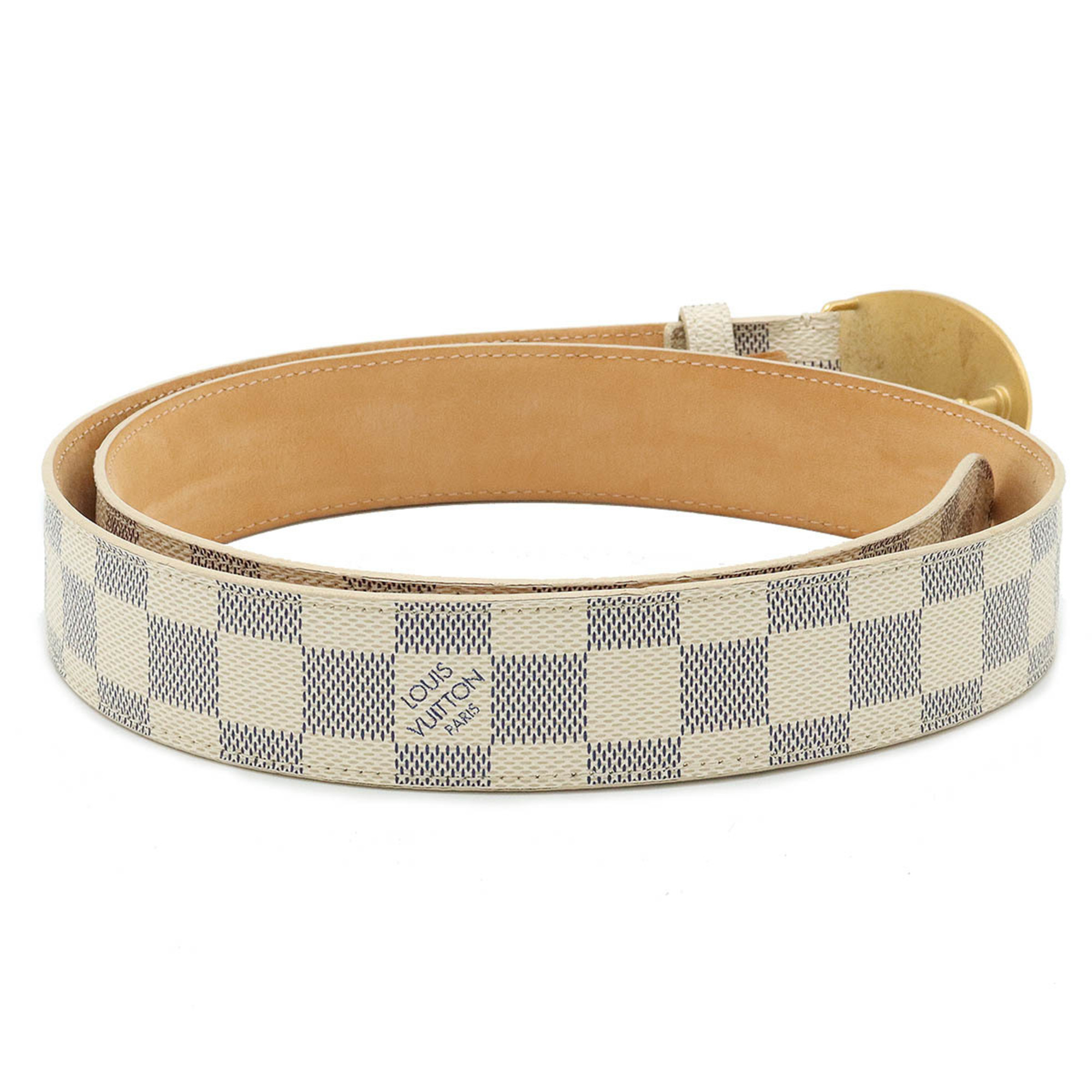 LOUIS VUITTON Damier Azur Santur Voyage Belt Leather #90 M9837U