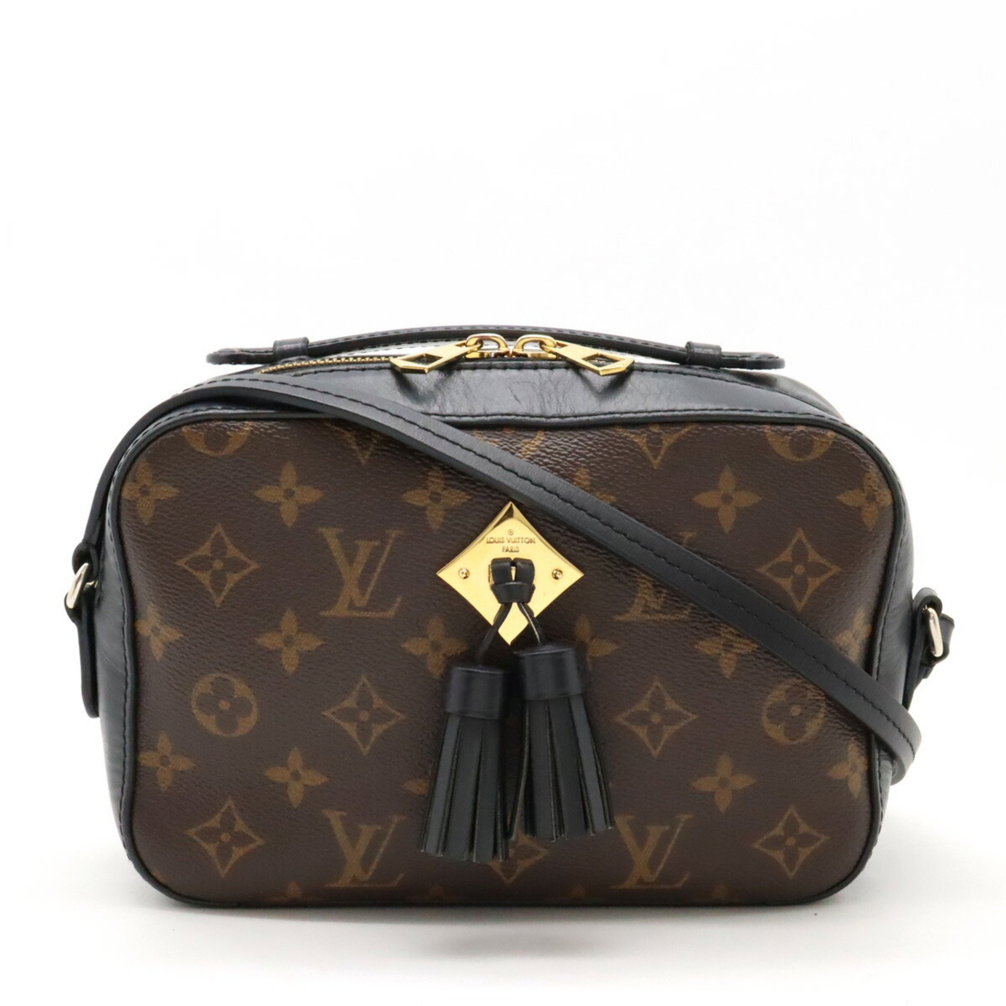 LOUIS VUITTON Louis Vuitton Monogram Santonge Shoulder Bag Handbag Tassel Leather Noir Black M43555