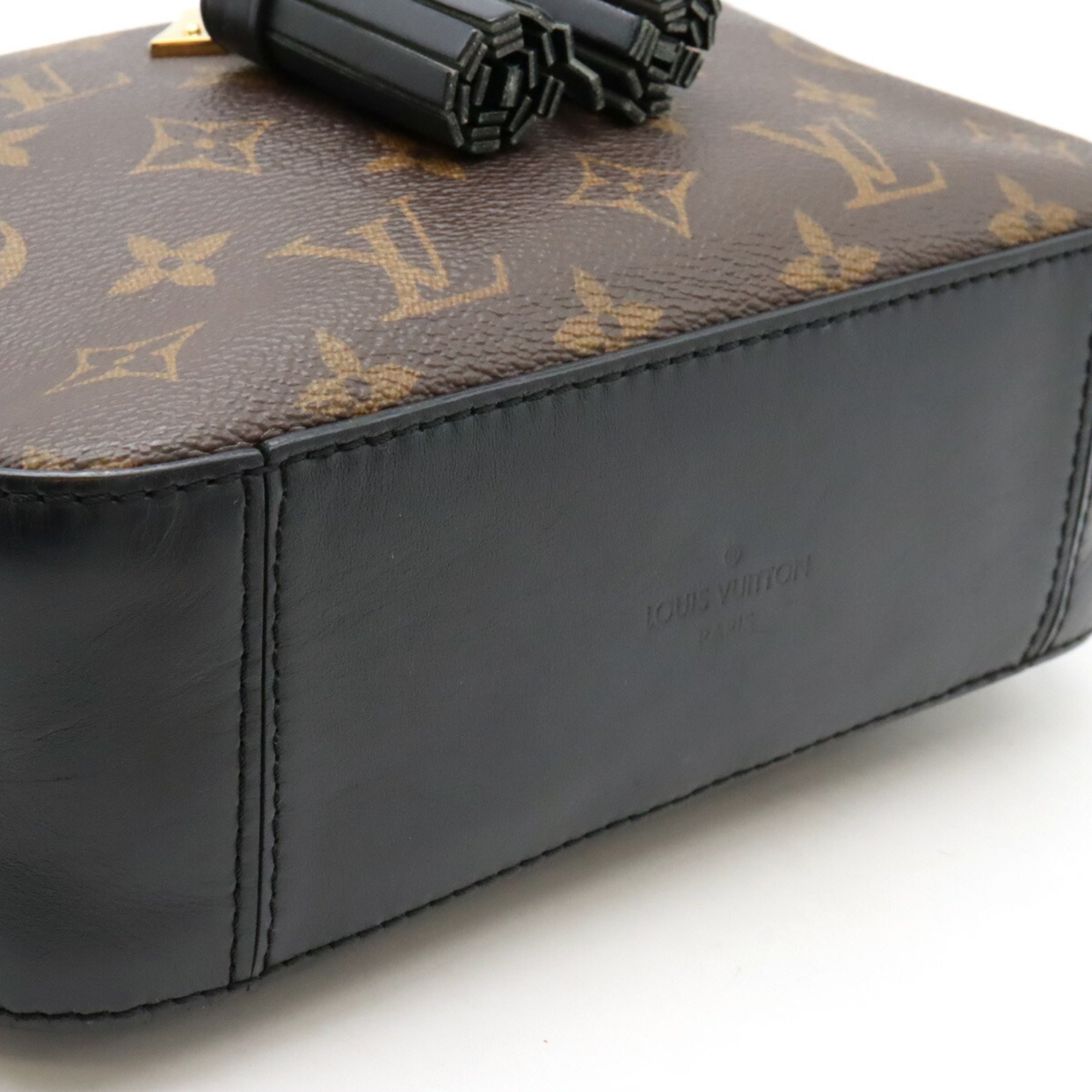 LOUIS VUITTON Louis Vuitton Monogram Santonge Shoulder Bag Handbag Tassel Leather Noir Black M43555