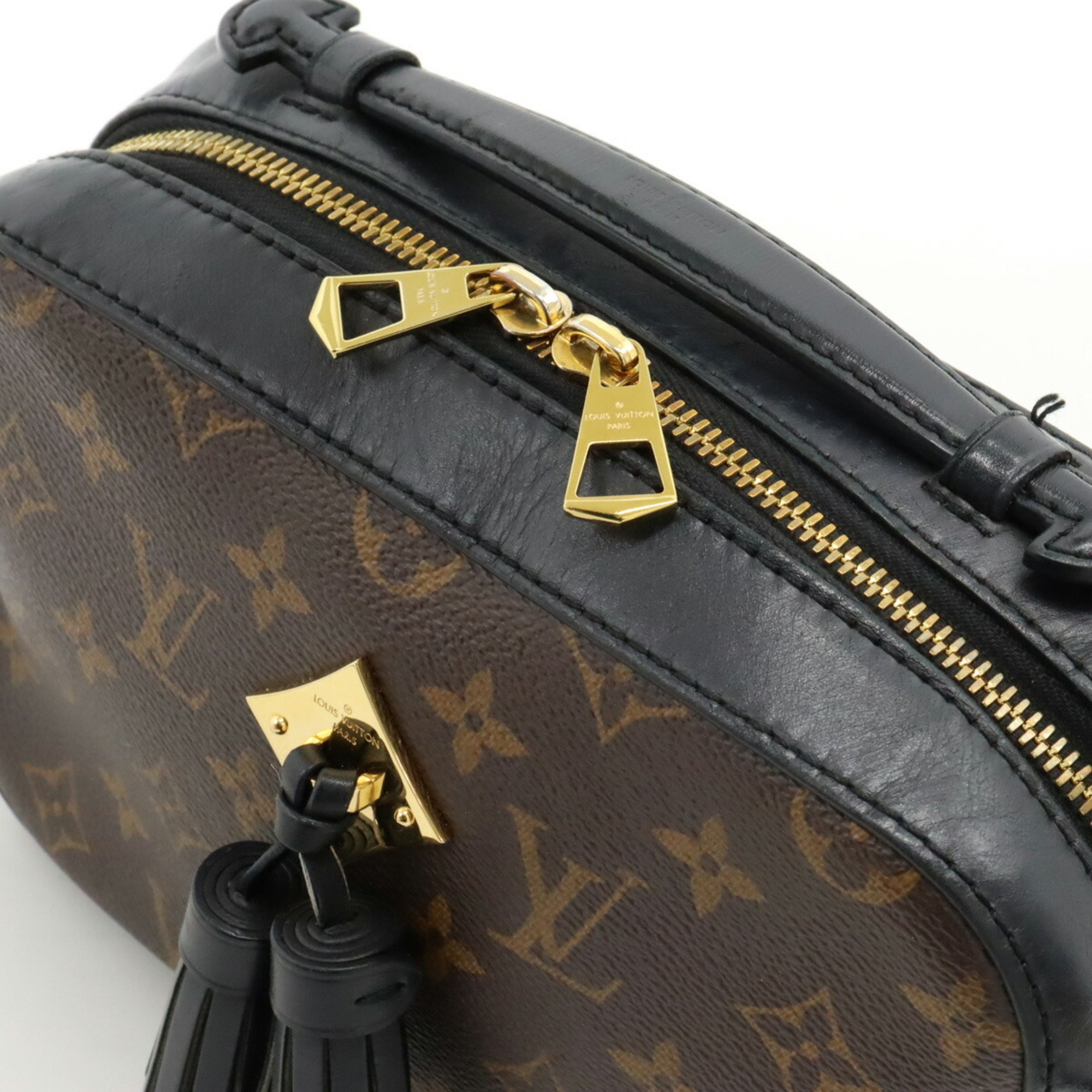 LOUIS VUITTON Louis Vuitton Monogram Santonge Shoulder Bag Handbag Tassel Leather Noir Black M43555