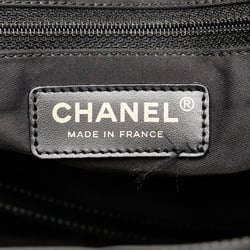 Chanel New Travel Line Coco Mark Tote Bag Shoulder Black Nylon Leather Women's CHANEL