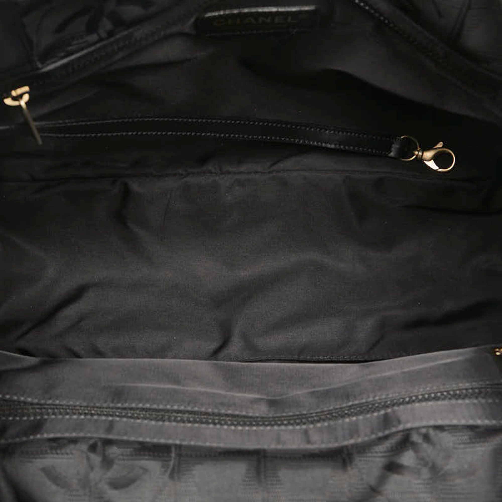 Chanel New Travel Line Coco Mark Tote Bag Shoulder Black Nylon Leather Women's CHANEL